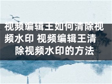 视频编辑王如何清除视频水印 视频编辑王清除视频水印的方法