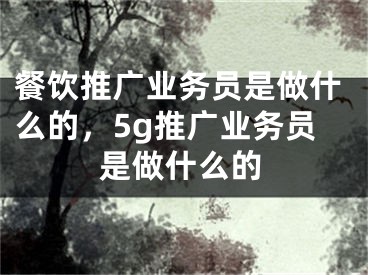 餐饮推广业务员是做什么的，5g推广业务员是做什么的