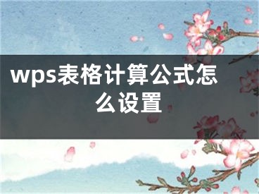 wps表格计算公式怎么设置