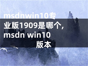 msdnwin10专业版1909是哪个,msdn win10版本