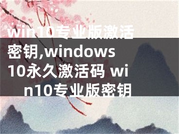 win10专业版激活密钥,windows10永久激活码 win10专业版密钥