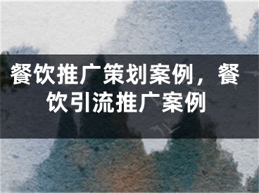 餐饮推广策划案例，餐饮引流推广案例