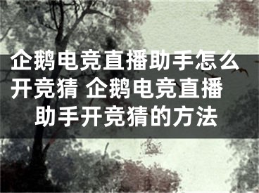 企鹅电竞直播助手怎么开竞猜 企鹅电竞直播助手开竞猜的方法