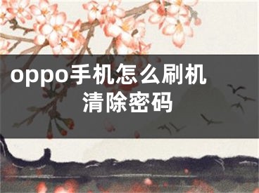 oppo手机怎么刷机清除密码