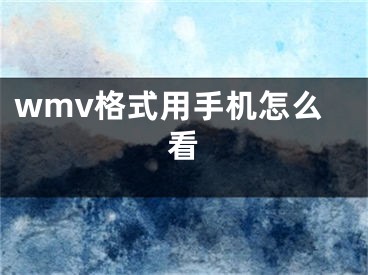 wmv格式用手机怎么看