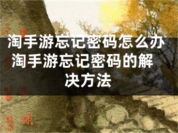 淘手游忘记密码怎么办 淘手游忘记密码的解决方法