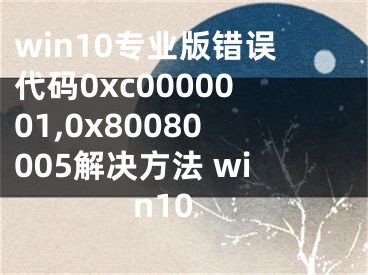 win10专业版错误代码0xc0000001,0x80080005解决方法 win10