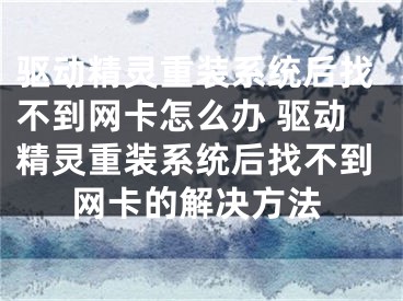 驱动精灵重装系统后找不到网卡怎么办 驱动精灵重装系统后找不到网卡的解决方法