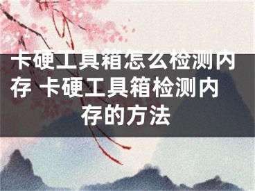 卡硬工具箱怎么检测内存 卡硬工具箱检测内存的方法