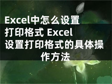 Excel中怎么设置打印格式 Excel设置打印格式的具体操作方法