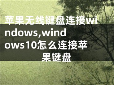 苹果无线键盘连接windows,windows10怎么连接苹果键盘