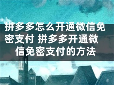 拼多多怎么开通微信免密支付 拼多多开通微信免密支付的方法