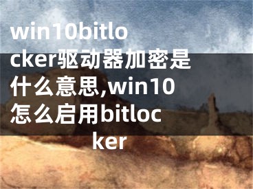 win10bitlocker驱动器加密是什么意思,win10怎么启用bitlocker