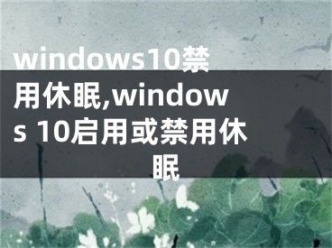 windows10禁用休眠,windows 10启用或禁用休眠