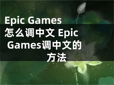 Epic Games怎么调中文 Epic Games调中文的方法