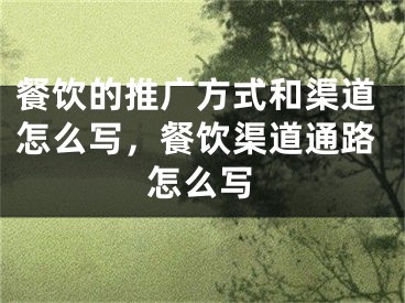 餐饮的推广方式和渠道怎么写，餐饮渠道通路怎么写 