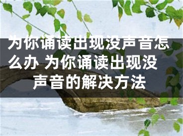 为你诵读出现没声音怎么办 为你诵读出现没声音的解决方法