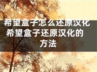 希望盒子怎么还原汉化 希望盒子还原汉化的方法