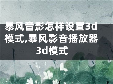 暴风音影怎样设置3d模式,暴风影音播放器3d模式