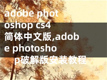 adobe photoshop cs4 简体中文版,adobe photoshop破解版安装教程