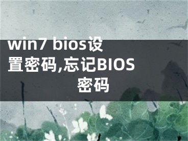 win7 bios设置密码,忘记BIOS密码