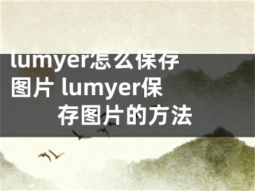 lumyer怎么保存图片 lumyer保存图片的方法