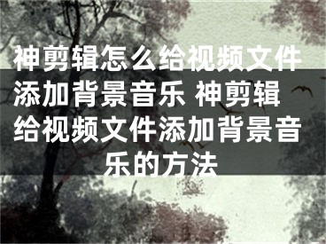 神剪辑怎么给视频文件添加背景音乐 神剪辑给视频文件添加背景音乐的方法