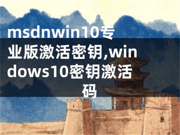 msdnwin10专业版激活密钥,windows10密钥激活码