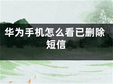 华为手机怎么看已删除短信