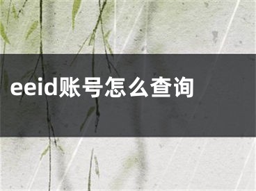 eeid账号怎么查询