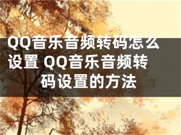 QQ音乐音频转码怎么设置 QQ音乐音频转码设置的方法