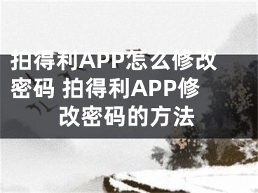 拍得利APP怎么修改密码 拍得利APP修改密码的方法