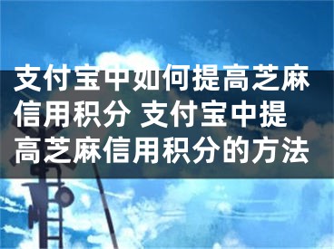 支付宝中如何提高芝麻信用积分 支付宝中提高芝麻信用积分的方法