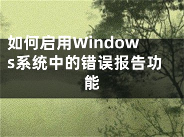 如何启用Windows系统中的错误报告功能