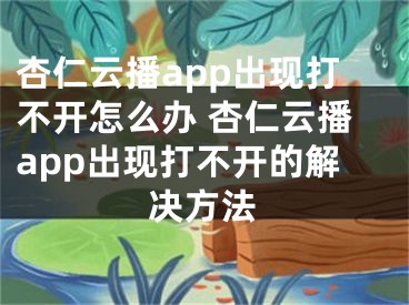 杏仁云播app出现打不开怎么办 杏仁云播app出现打不开的解决方法