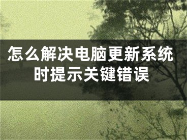 怎么解决电脑更新系统时提示关键错误