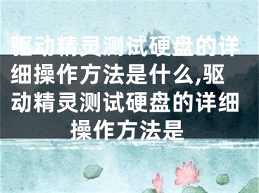 驱动精灵测试硬盘的详细操作方法是什么,驱动精灵测试硬盘的详细操作方法是