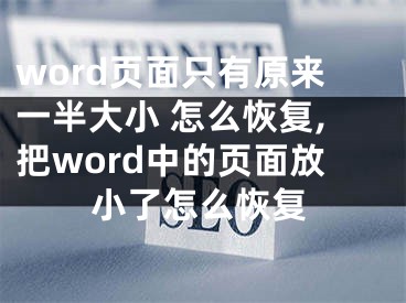 word页面只有原来一半大小 怎么恢复,把word中的页面放小了怎么恢复