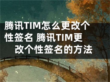 腾讯TIM怎么更改个性签名 腾讯TIM更改个性签名的方法