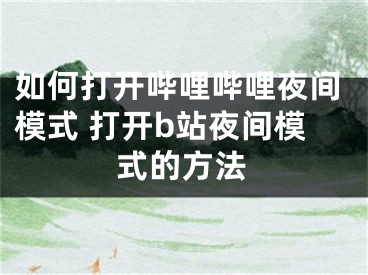 如何打开哔哩哔哩夜间模式 打开b站夜间模式的方法