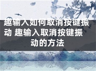 趣输入如何取消按键振动 趣输入取消按键振动的方法