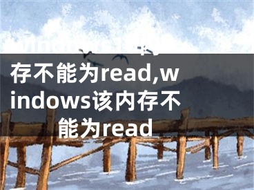 windows10内存不能为read,windows该内存不能为read