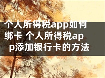 个人所得税app如何绑卡 个人所得税app添加银行卡的方法