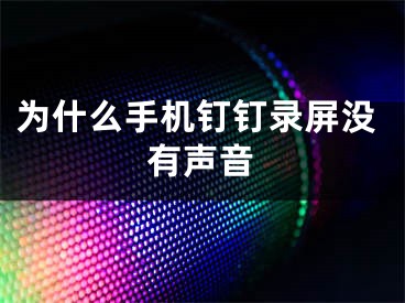 为什么手机钉钉录屏没有声音