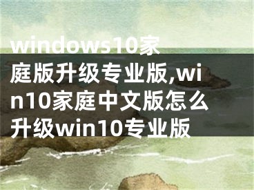 windows10家庭版升级专业版,win10家庭中文版怎么升级win10专业版