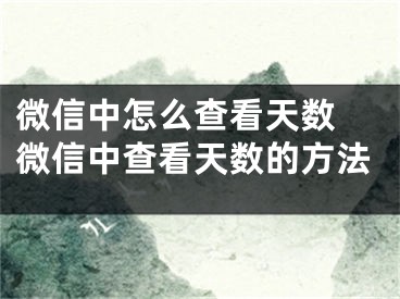 微信中怎么查看天数 微信中查看天数的方法