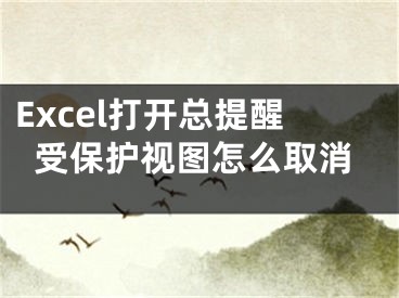 Excel打开总提醒受保护视图怎么取消