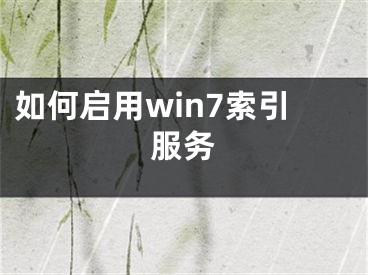 如何启用win7索引服务