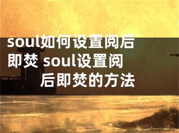 soul如何设置阅后即焚 soul设置阅后即焚的方法