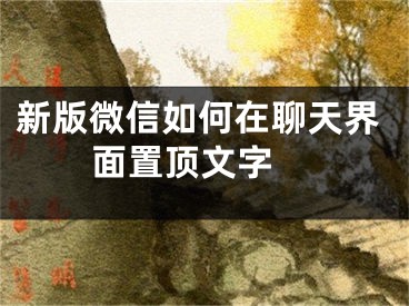 新版微信如何在聊天界面置顶文字 